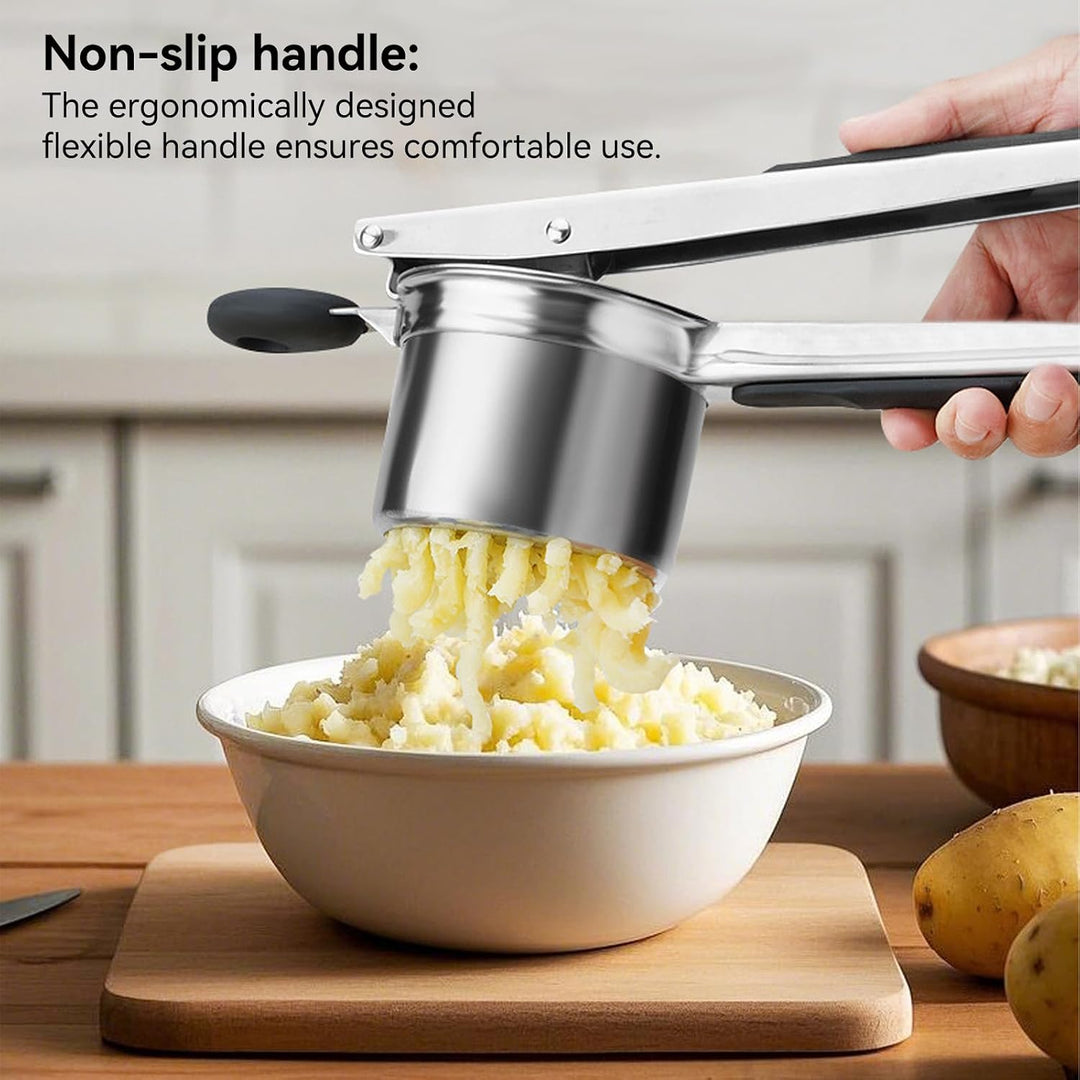 Kartoffelpresse aus Edelstahl, mit 4 austauschbaren Sieben Kartoffelpresse Spätzlepresse für fluffig