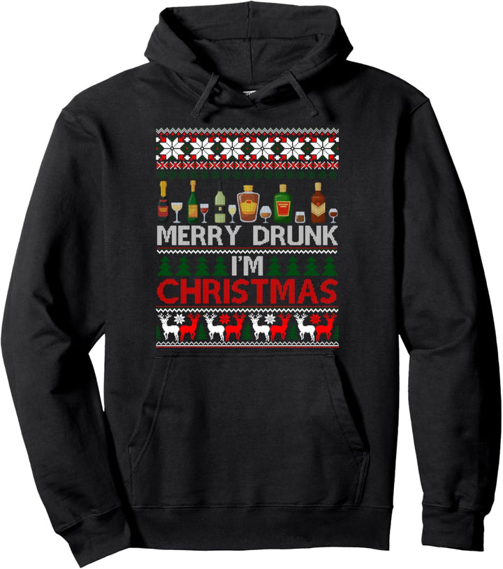 Merry Drunk I´m Christmas Lustiger hässlicher Weihnachtspullover Pullover Hoodie