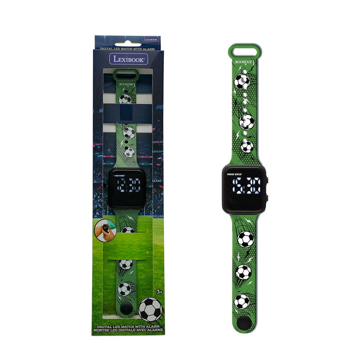Lexibook, Fussball LED Digitaluhr, Kinder Digitale Sportuhr, 12/24h Anzeige, Alarm, Verstellbares Ar