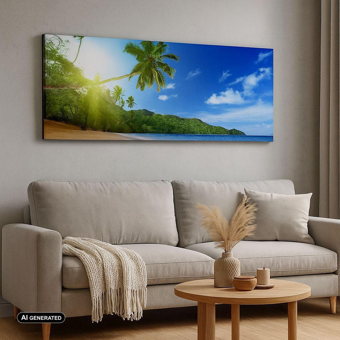 Wandbilder Dekoration Wohnzimmer Baum Dschungel Welle Landschaft Panorama Bilder auf Leinwand 120x50