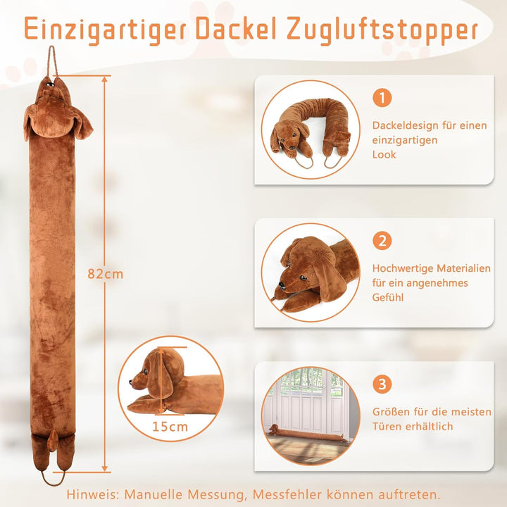 Zugluftstopper für Türen, 82cm Schwerer Türzugstopper Zugluftstopper für Fenster Dachshund unter der