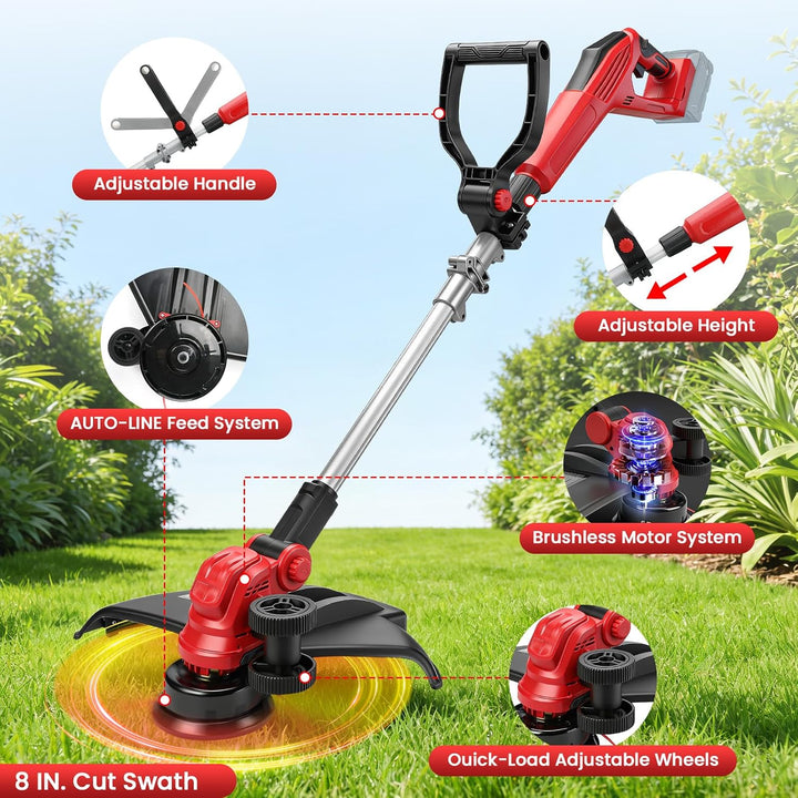 Akku Trimmer kompatibel mit Milwaukee 18V Akku, 3-in-1 Falt-Kombi mit bürstenlosem Motor 30cm Schnit