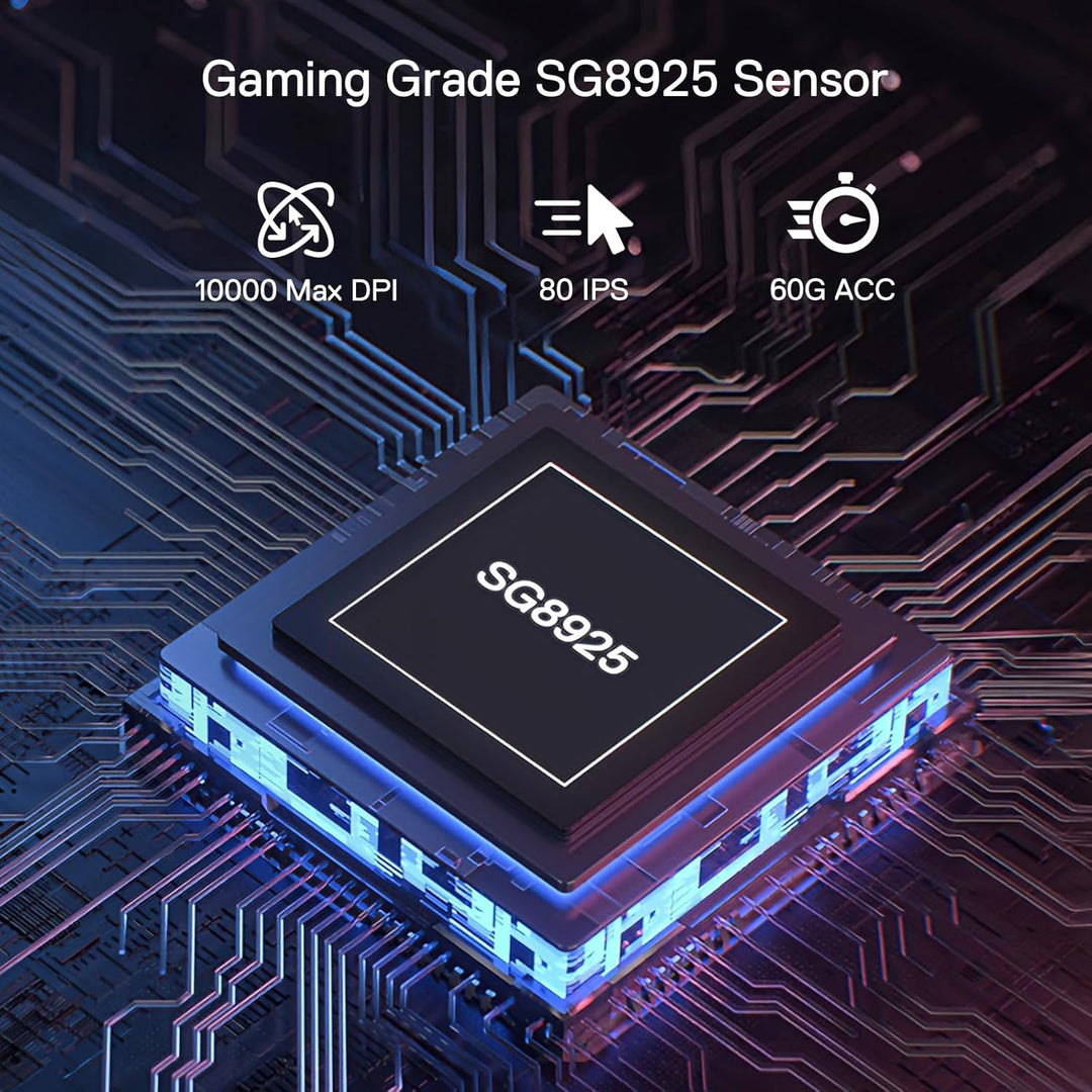 Redragon M656 MAX 3-Modi Gaming Maus, 10000 DPI wiederaufladbare Gaming Maus mit 5 DPI-Stufen, 7 Mak