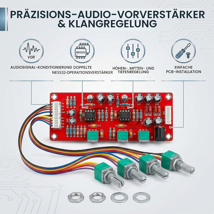NE5532 Vorverstärkerplatine, Zwei 5532-Chips, M3-Montageplatine, Lautstärkeregelungsplatine, Leistun