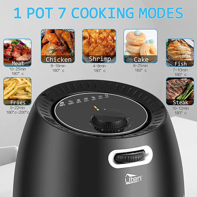 Heissluftfritteuse,6.5L Airfryer Uten XXL Heissluftfriteuse ohne Fett Friteuse Mit Ständer, No stick