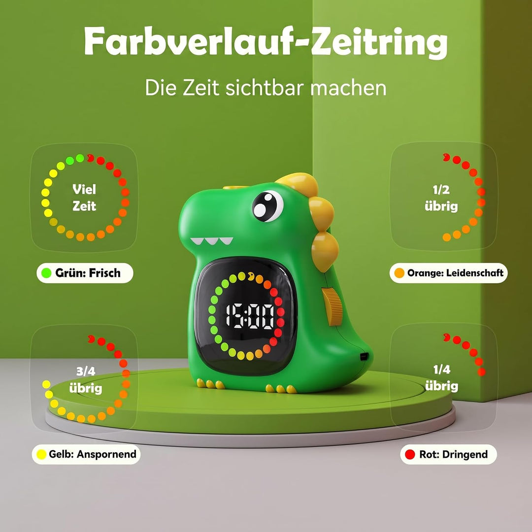 Dinosaurier Visueller Timer für Kinder, 99 Min USB Wiederaufladbar Grün, Grün