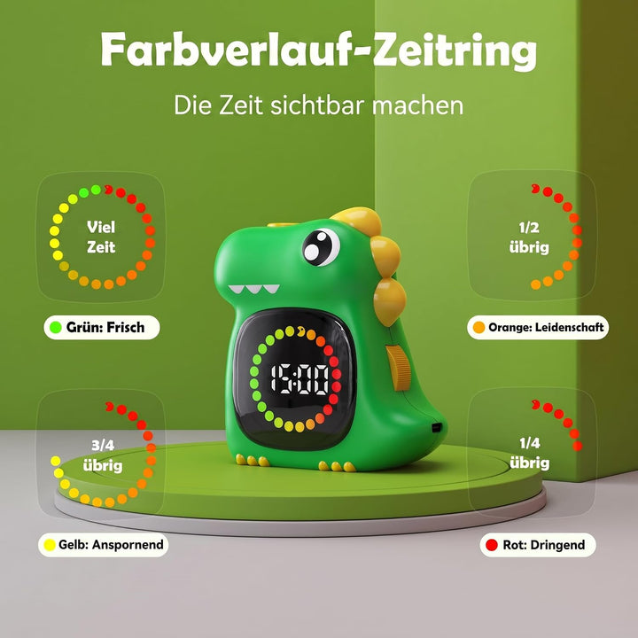 Dinosaurier Visueller Timer für Kinder, 99 Min USB Wiederaufladbar Grün, Grün