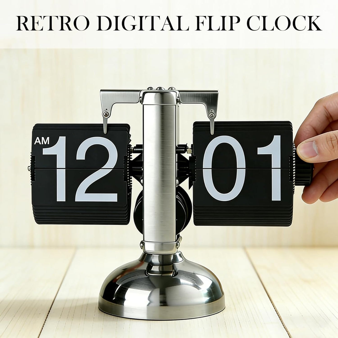 Flip Uhr Retro, Flip Schreibtischuhr, Schreibtischuhr Vintage Design, Automatisches Drehen Retro Dig