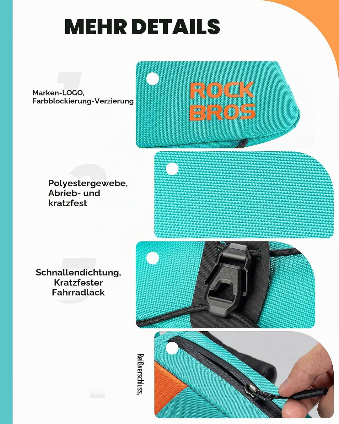 ROCKBROS Fahrrad Rahmentasche 0,8L Fahrradtasche Oberrohr, Oberrohrtasche Lenkertasche für MTB, Renn
