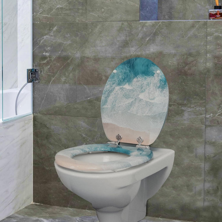 Benkstein® Toilettendeckel mit Absenkautomatik Turquoise Tide – antibakterieller WC Sitz – Quick-Rel