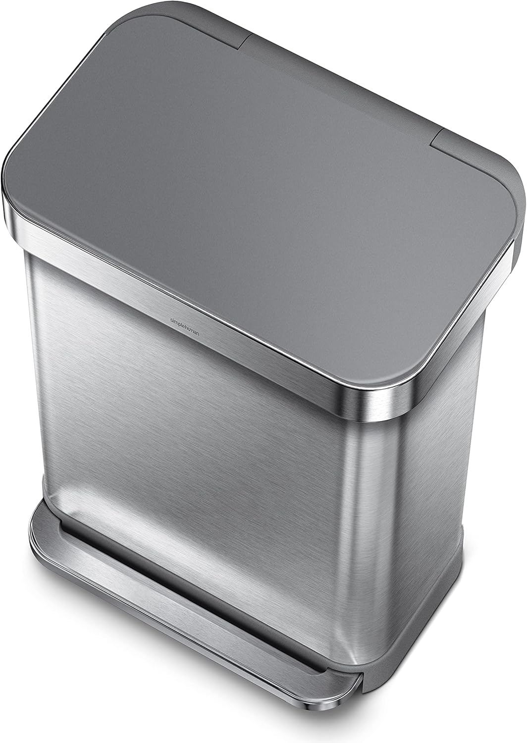 simplehuman CW2086 55 Liter, rechteckiger Treteimer mit Beutelfach, Mülleimer Küche, gebürsteter Ede
