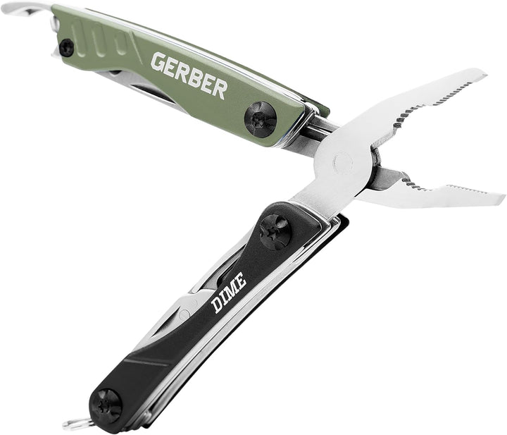Gerber 1027828 Mini-Tool, DIME, grau-grün, Zange, Stahl 3Cr13,Nagelreiniger,Paketöffner,Flachschraub
