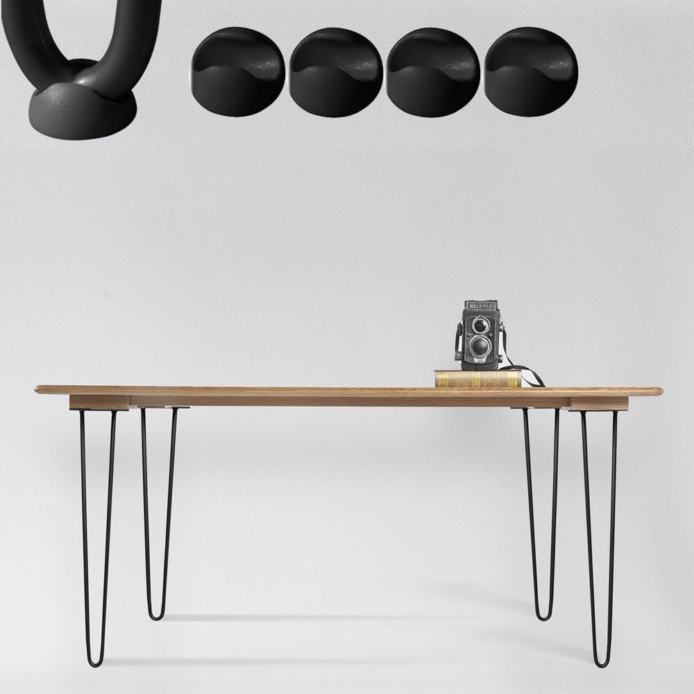 Melko 4 Stück Hairpin Legs Haarnadel Tischbeine aus 12 mm Stahl Tischfuss inkl. Bodenschoner | Höhe