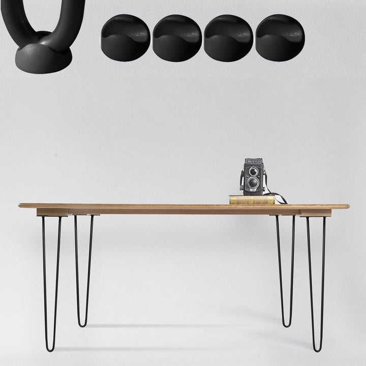 Melko 4 Stück Hairpin Legs Haarnadel Tischbeine aus 12 mm Stahl Tischfuss inkl. Bodenschoner | Höhe
