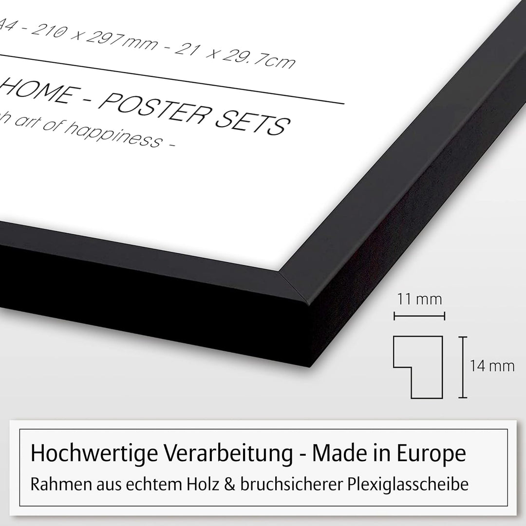 Hyggelig Home Premium Poster Set - 7 harmonische Bilder Palme schwarz weiss - Set Palmenblatt- mit R