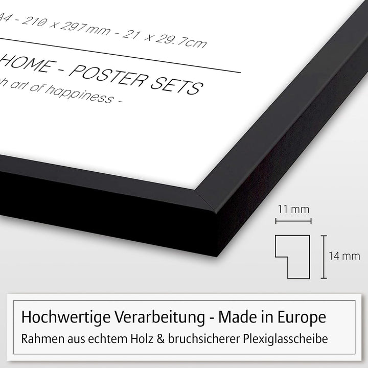 Hyggelig Home Premium Poster Set - 7 harmonische Bilder Palme schwarz weiss - Set Palmenblatt- mit R