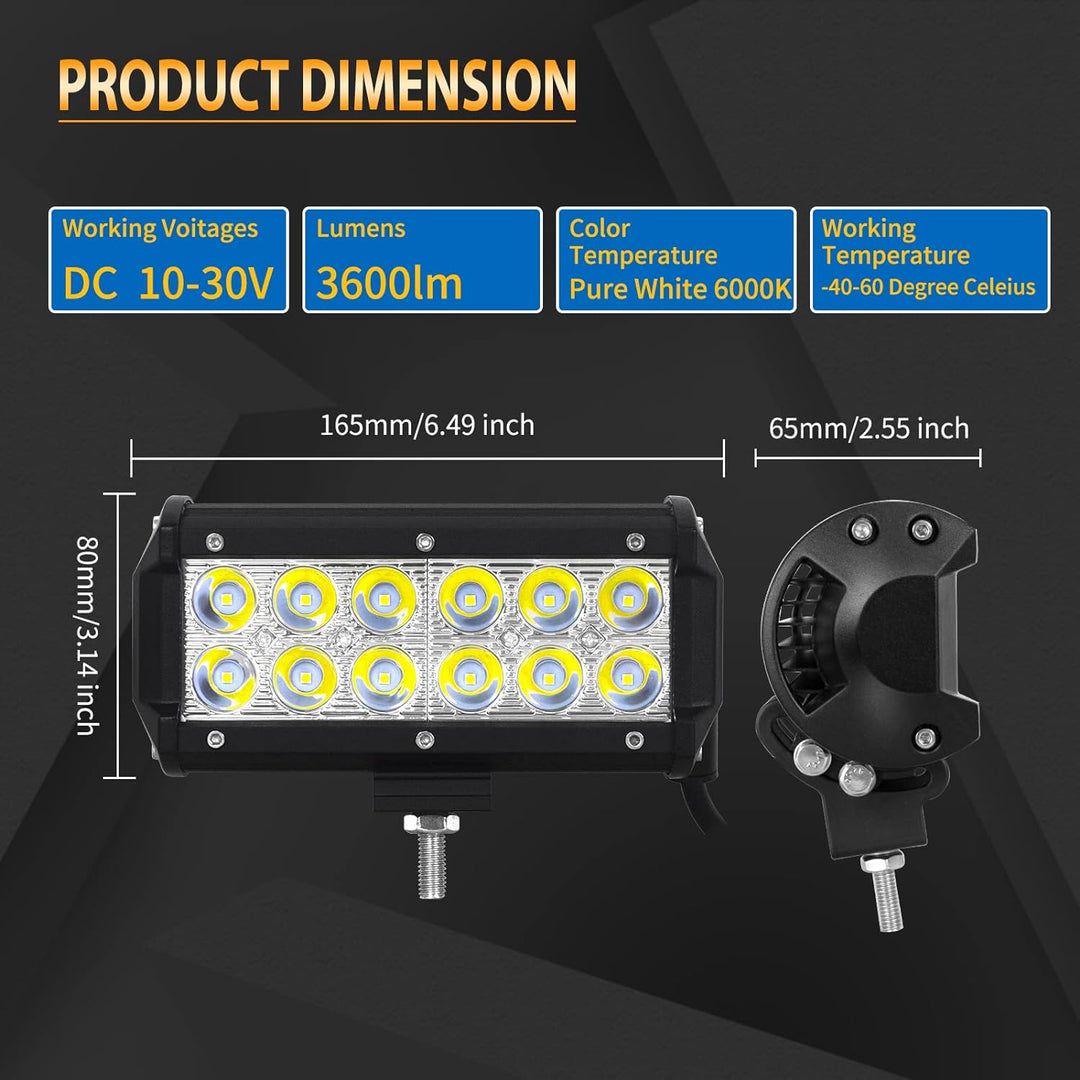Willpower 2pc Led Arbeitsscheinwerfer Bar 18 cm 36W LED Scheinwerfer 12V 24V Zusatzscheinwerfer 6000