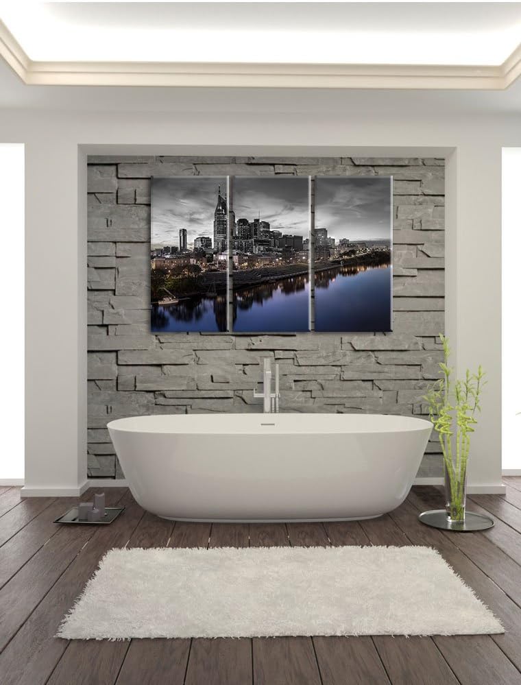 Pixxprint Nashville Skyline Panorama als Leinwandbild/Grösse: 3 Teilig (120x80 cm) cm/Wandbild/Kunst