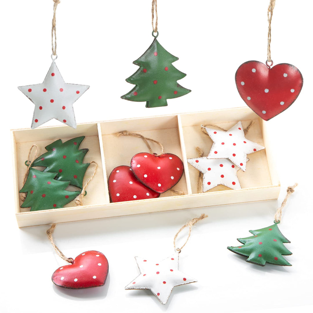 Logbuch-Verlag 12 kleine Weihnachtsanhänger rot weiss grün - Weihnachtsdeko zum Aufhängen 5 cm Baums
