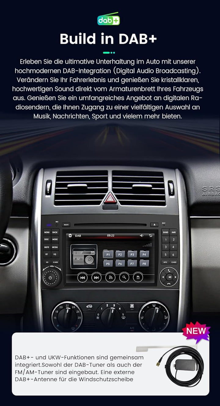 Auto DAB/DAB+ Dongle USB Adapter mit Autoscheibenantenne, Universal für Android Autoradio Player, mi