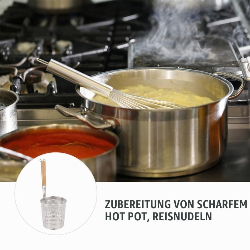 Alipis Edelstahl Nudelsieb 2Er Set Stapelbar Mit Holzgriff Perforierter Nudelabschäumer Für Pasta Ho