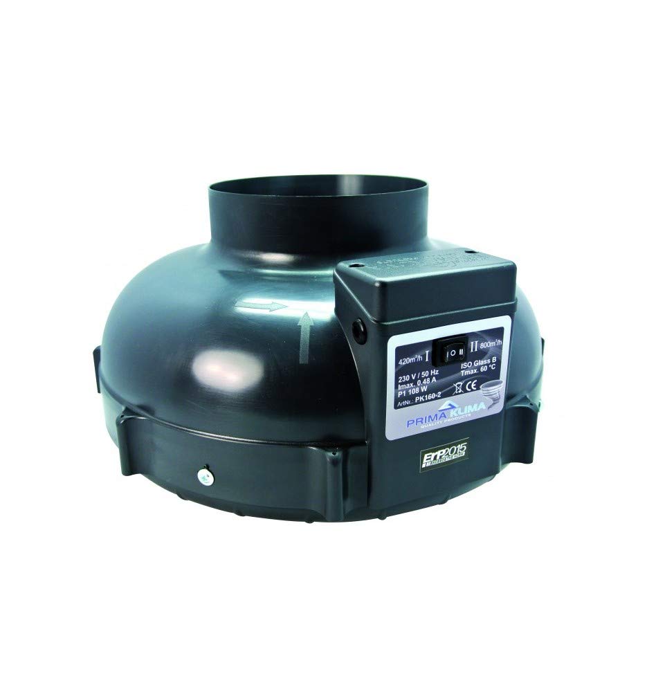 Prima Klima Abzieher – Ø 160 mm – 2 Geschwindigkeitsstufen 420 – 800 m³/h verkabelt