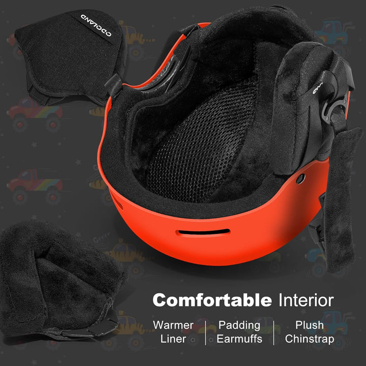 Odoland Kinder Skihelm und Skibrille Set, Snowboardhelm für Jungen und Mädchen, Verstellbar Schneehe