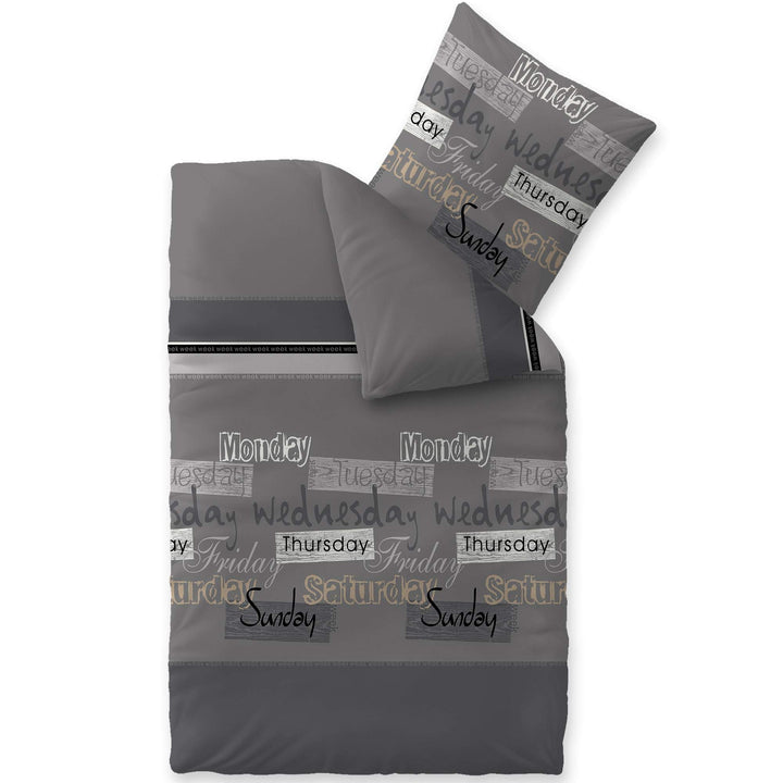 CelinaTex Touchme Biber Bettwäsche 155 x 220 cm 2teilig Baumwolle Bettbezug Carla grau anthrazit sch