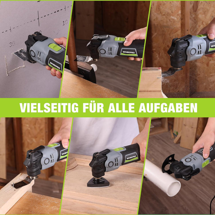 WORKPRO Oszillationswerkzeug, 400W Multifunktionswerkzeug mit 23 Zubehörteilen & Tasche, 6 Geschwind