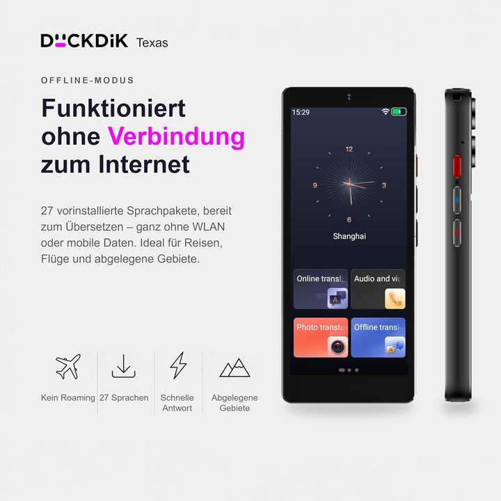 Texas Pro, Sofort-Sprachübersetzer mit KI + App Offline-Übersetzung Lebenslang Inklusive (Wert 120€/