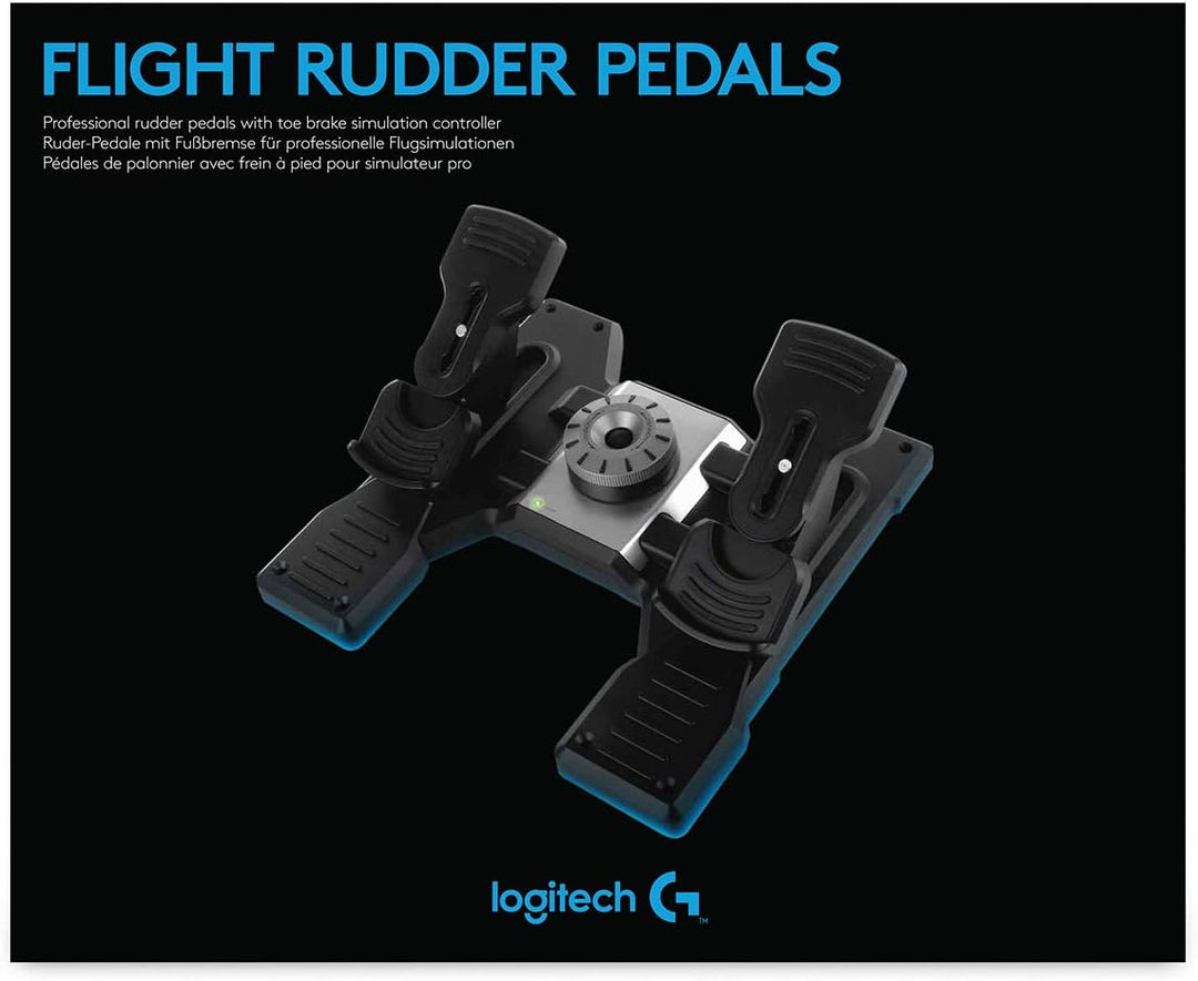 Logitech G Saitek Pro Flight Rudder Pedals, Pedale mit Zehenbremse zur Rudersteuerung für Flug Simul