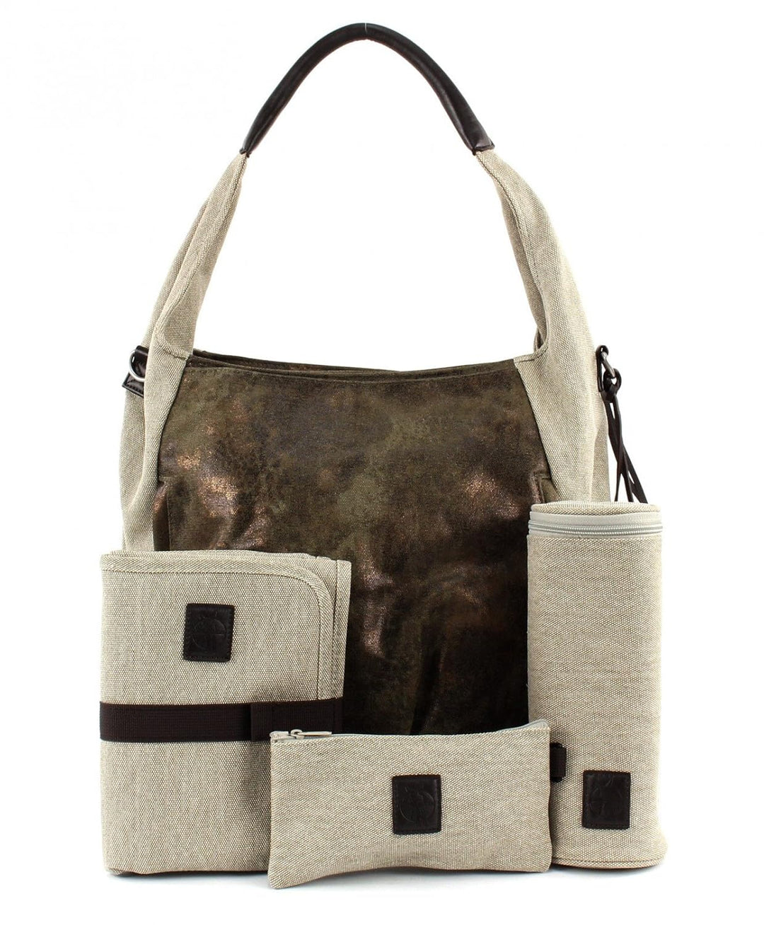 LÄSSIG Baby Wickeltasche Babytasche Stylische Tasche inkl. Wickelzubehör/Casual Hobo Bag olive / bei