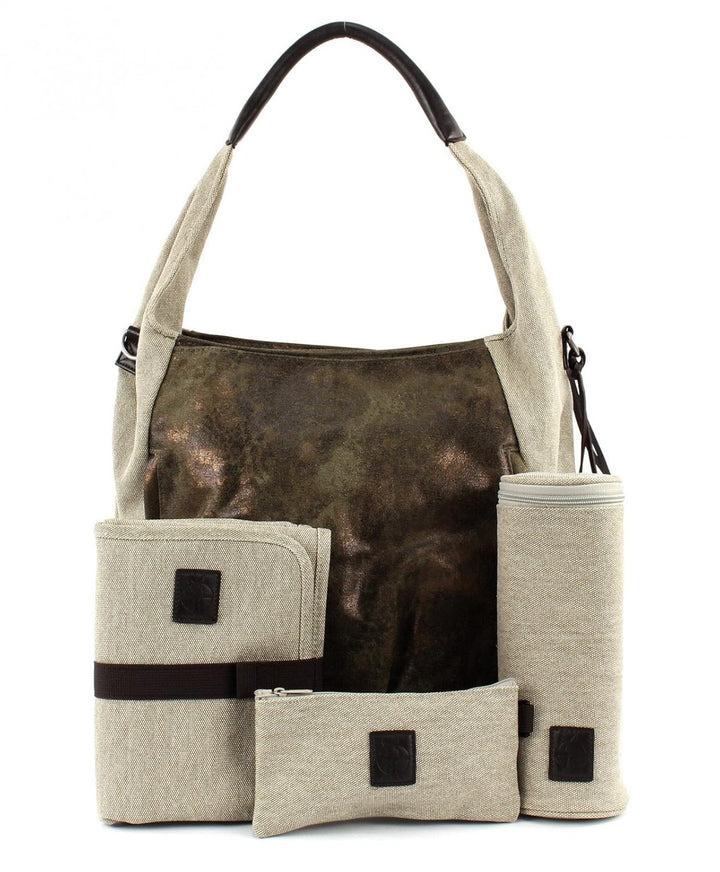 LÄSSIG Baby Wickeltasche Babytasche Stylische Tasche inkl. Wickelzubehör/Casual Hobo Bag olive / bei
