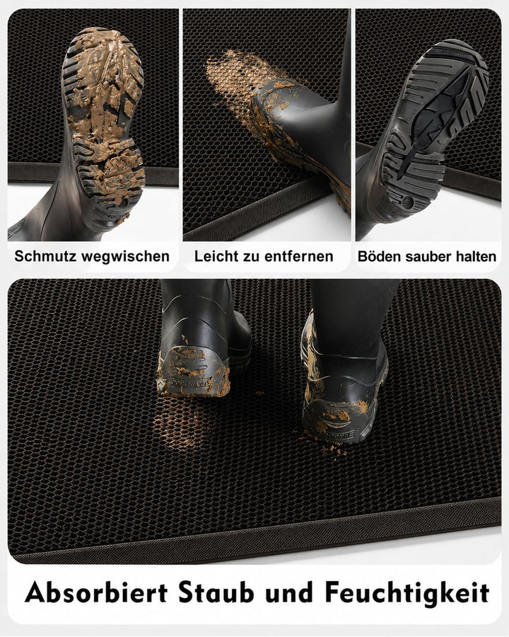 Fussmatte Aussen 43 x 76 cm, rutschfeste Silikon Schmutzfangmatte, Langlebig Fussabtreter Aussenbere