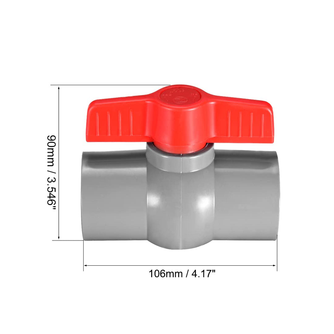 sourcing map 2Pcs PVC Wasserhahn Gleitkappen mit Kugelhahn 1-1/4" Innendurchmesser Rot Grau 40mm Gra
