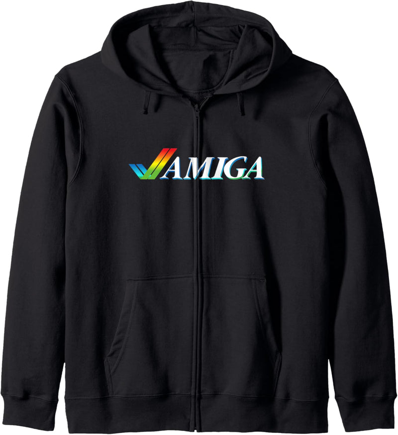 Amiga Tick Retro-Computer, Regenbogen-Stil, Weiss Kapuzenjacke