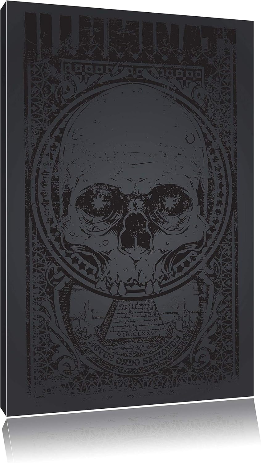 Pixxprint Illuminati Black Bild auf Leinwand, XXL riesige Bilder fertig gerahmt mit Keilrahmen, Kuns
