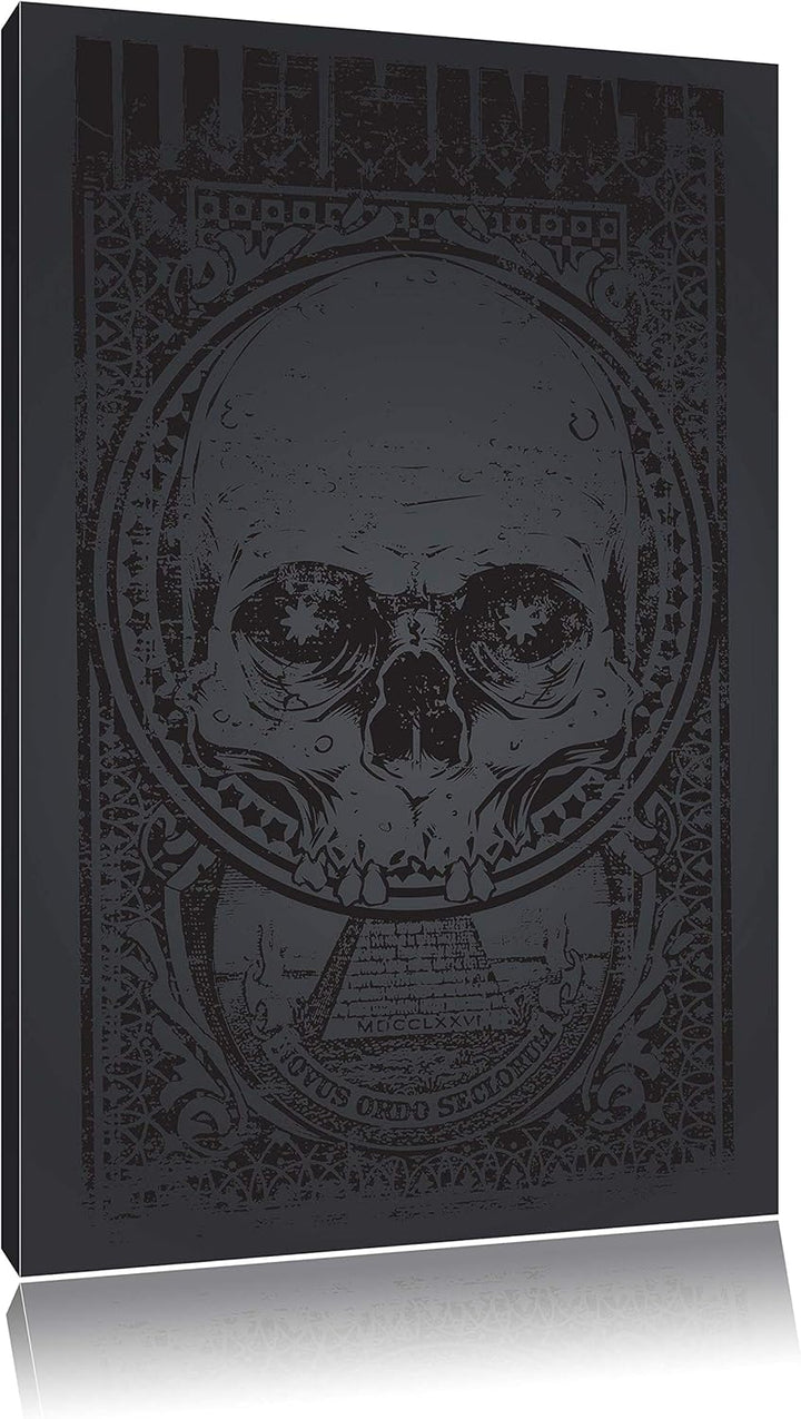 Pixxprint Illuminati Black Bild auf Leinwand, XXL riesige Bilder fertig gerahmt mit Keilrahmen, Kuns