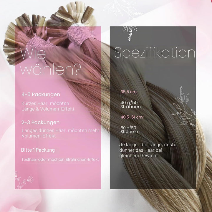 Moresoo Bonding Extensions Echthaar 1g Pre Bonded Keratin Bondings Echthaar Extensions Blond Strähne