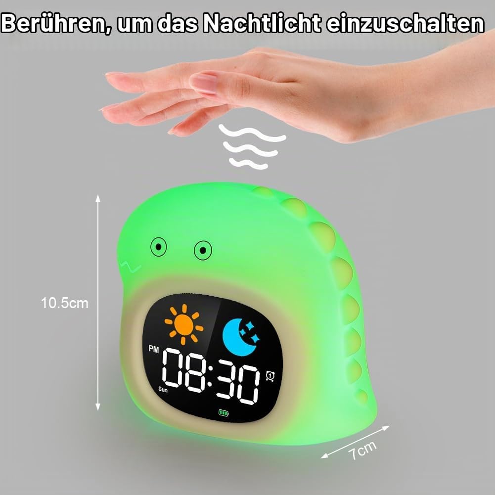 HOTUT Kinder Lichtwecker,Schlaftrainer Kinder mit Nachtlichtern,6 White Noise Kinderwecker,Digitaler