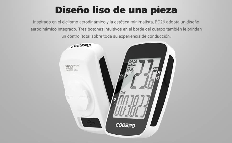 COOSPO BC26 Fahrradcomputer, GPS, Bluetooth, kabellos, mit Geschwindigkeitsalarm, 2,3-Zoll-LCD-Displ