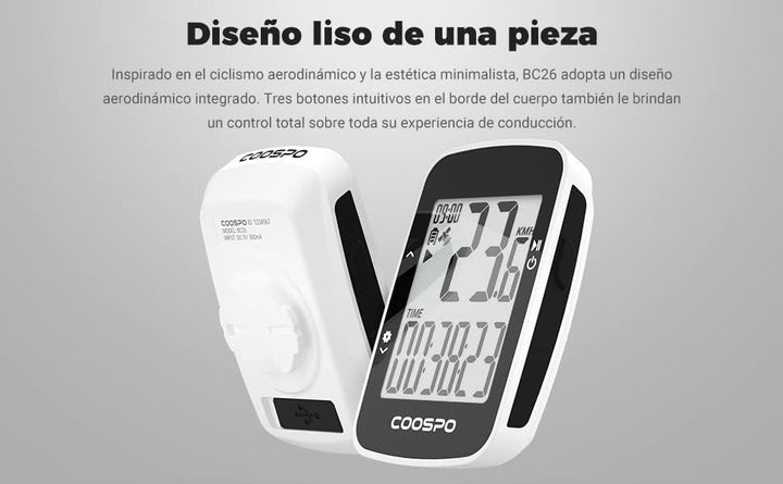 COOSPO BC26 Fahrradcomputer, GPS, Bluetooth, kabellos, mit Geschwindigkeitsalarm, 2,3-Zoll-LCD-Displ