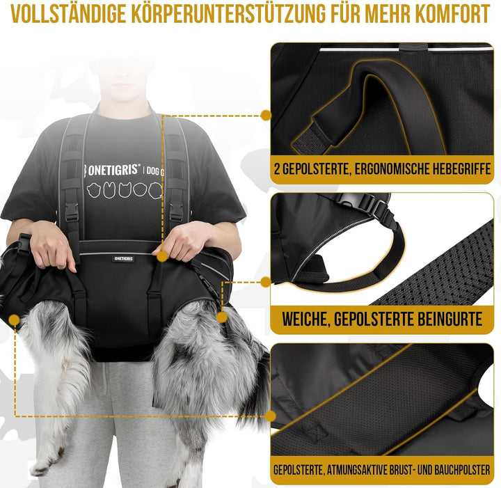 OneTigris Tragegeschirr für Hunde, Support Ridge Outdoor Hundetragehilfe für Wanderungen, Notfälle &amp;