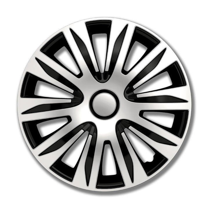 PETEX RB547514 Radzierblendenset Nardo doppelt lackiert ABS, Silber, Grösse 14 Zoll