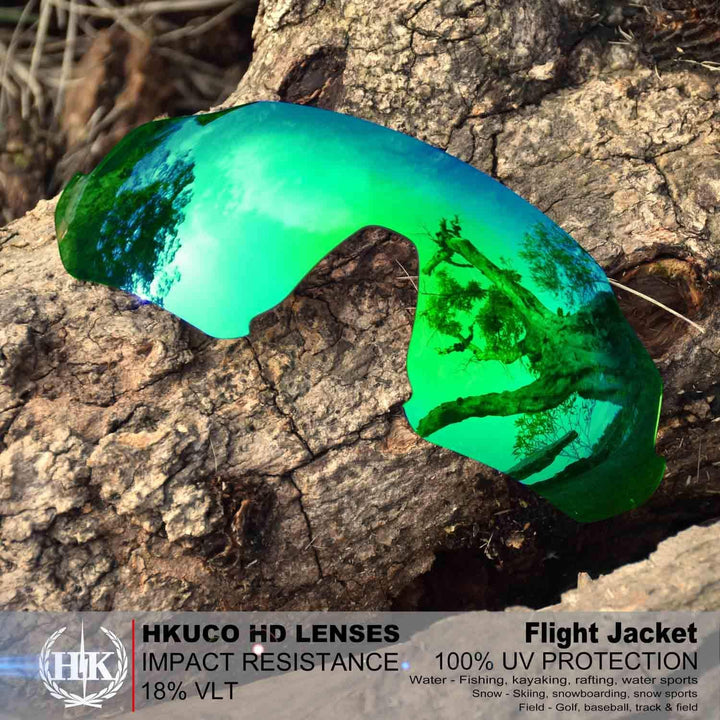 HKUCO Reinforce Grün/Photochromicic Polarisiert Ersatz-Brillengläser für Oakley Flight Jacket Sonnen