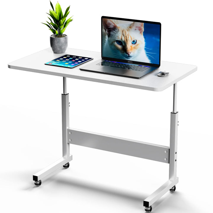 PIPIPOXER 80x40cm Laptoptisch höhenverstellbarer Schreibtisch mit drehbarer Rollen 60x40cm Computert