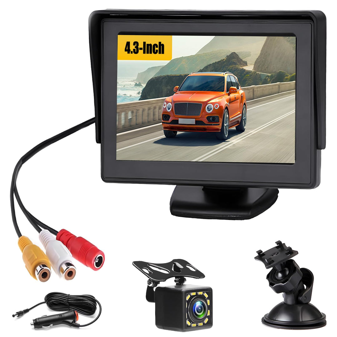 Hikity Rückfahrkamera Auto mit LCD Monitor 4.3 Zoll Rückfahrkamera Kit Nachtsicht IP66 Wasserdicht m