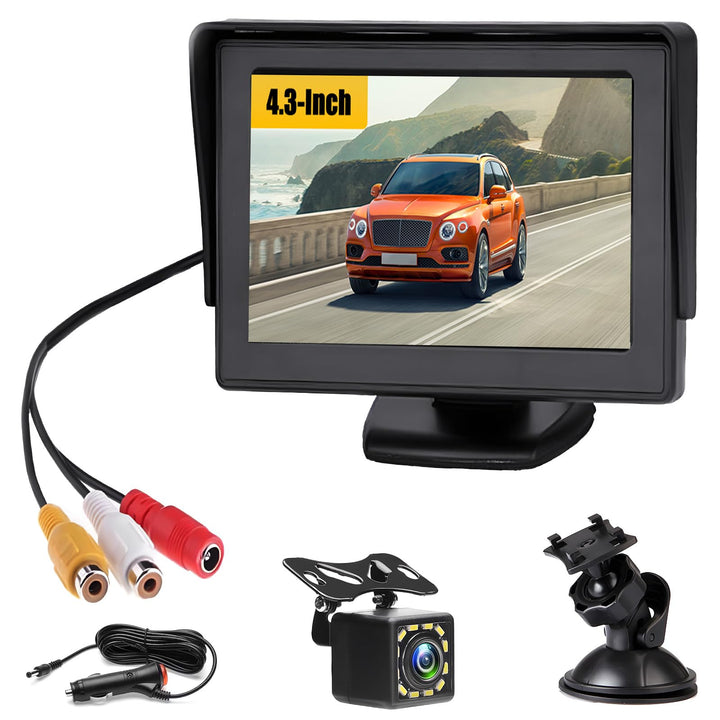 Hikity Rückfahrkamera Auto mit LCD Monitor 4.3 Zoll Rückfahrkamera Kit Nachtsicht IP66 Wasserdicht m