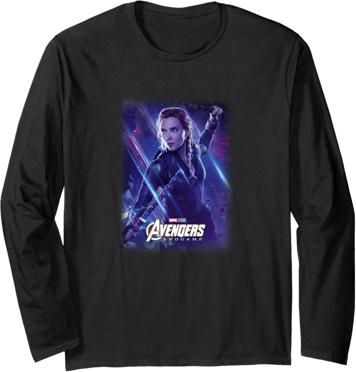 Marvel Avengers Endgame Black Widow Movie Poster Langarmshirt