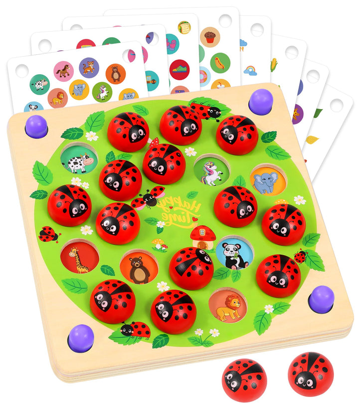 Montessori Spielzeug ab 3 4 5 Jahre - Memory ab 2 3 4 Jahre - Kinderspielzeug Ladybug Marienkäfer Ho